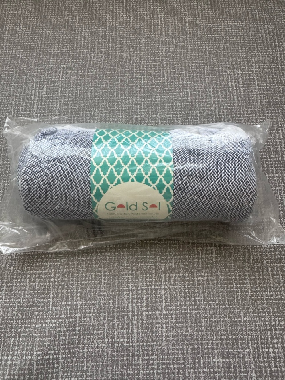 Gold Sol Gray Turkish Cotton Pestemal Towel NWT